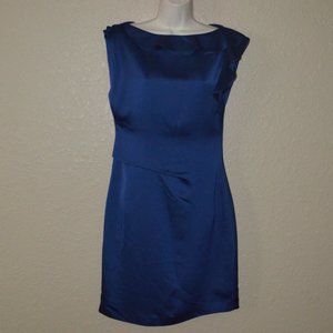 Sz 4 Reiss Navy Sleeveless Ruched Sheath Dress